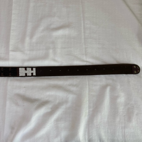 Brown Beaded Belt Handmade Leather Western Size 46 Neutral Colors Casual - Picture 4 of 7